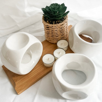 Round Glossed Ceramic Wax Melt Warmer